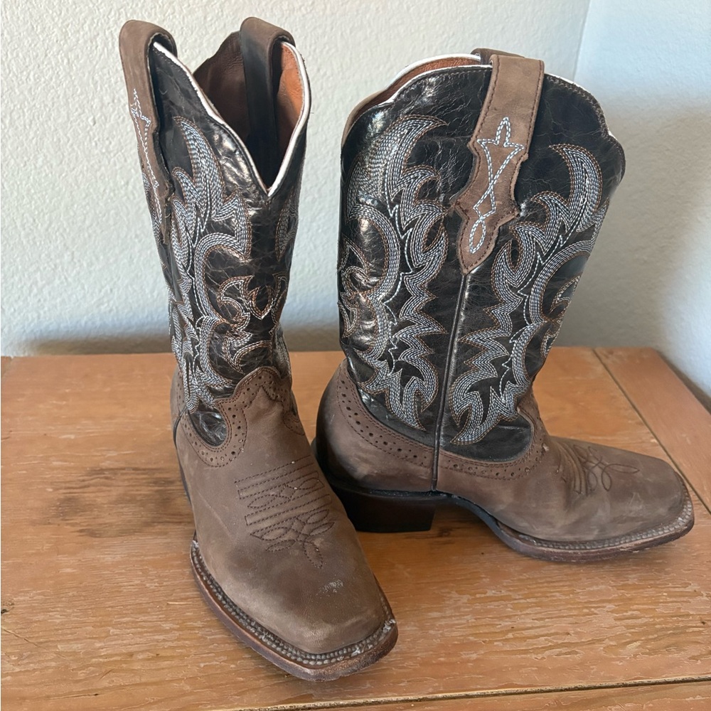Brown and Silver Western Cowboy Boots